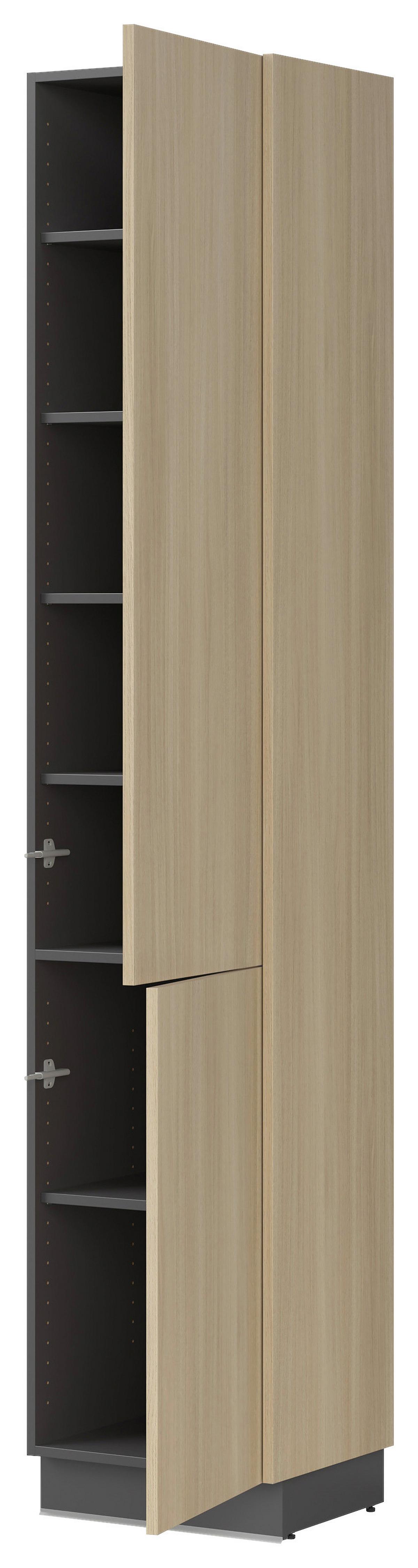 Kuchynský blok MILINO MEDIUM vrát.obkladu a LED regálu - čierna/grafitová, Basics, kompozitné drevo/plast (330/230/60cm) - Visiona