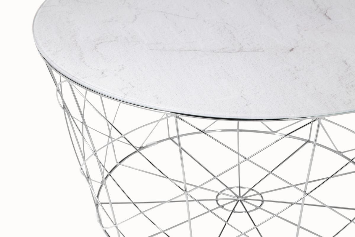 Couchtisch Weiß, Chromfarben L: 80 Cm - Chromfarben/Weiß, Design, Glas/Metall (80/80/45cm) - Livetastic