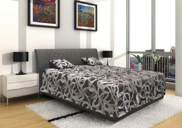 Čalouněná Postel S Výklopnými Rošty Sima2,180x200cm,černá - barvy stříbra/černá, Moderní, dřevo/textil (180/200cm)