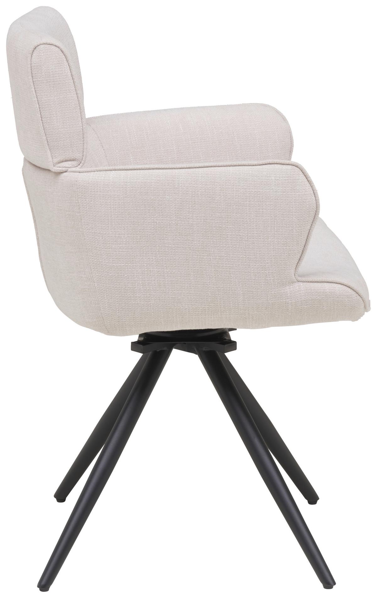 Armlehnstuhl Elis Webstoff Beige, B: 62 cm - Beige/Schwarz, KONVENTIONELL, Textil/Metall (62/89/62cm) - Livetastic