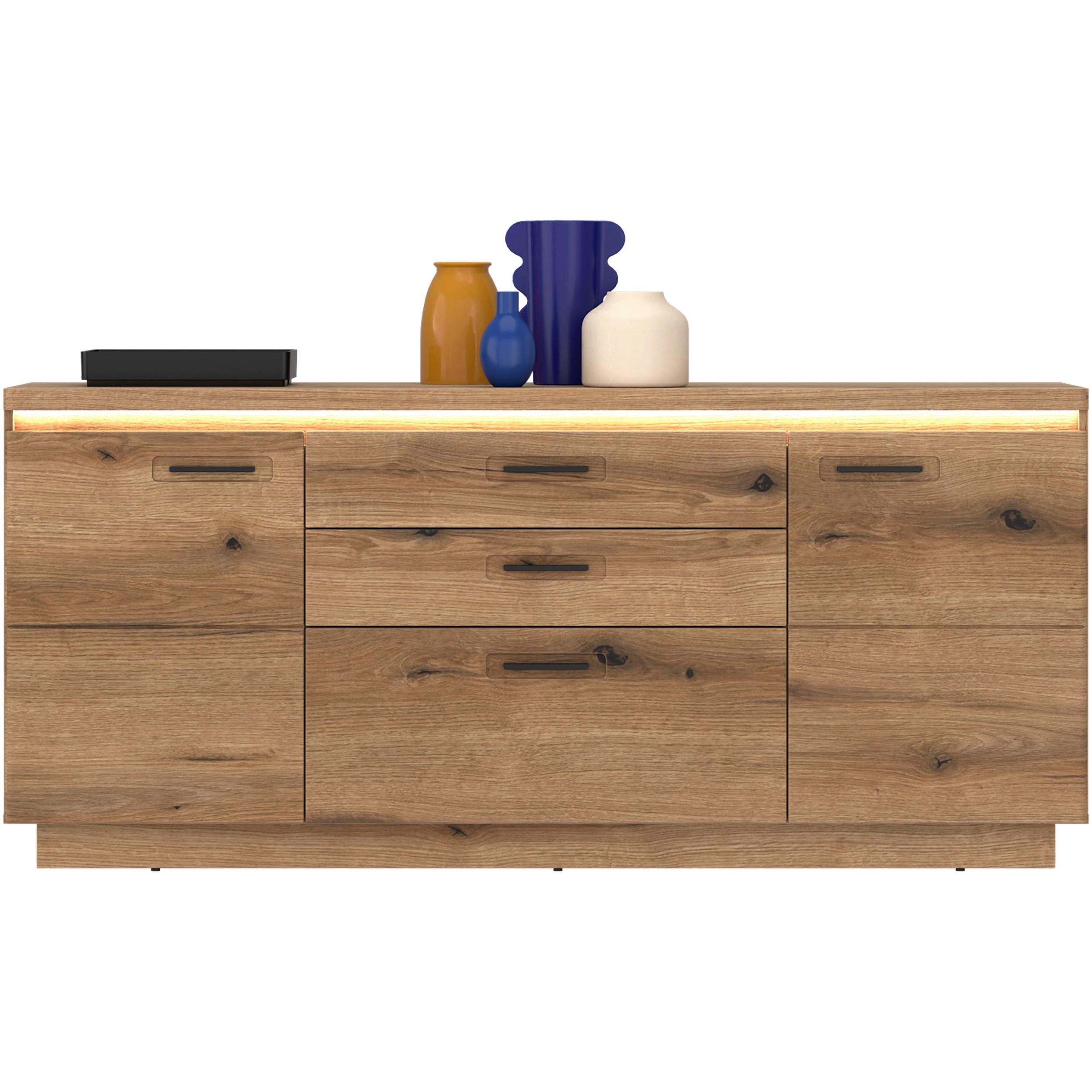 SIDEBOARD Molina Eiche Dekor B: 180cm - Eichefarben/Schwarz, Basics, Holzwerkstoff (180/80,7/44,6cm)