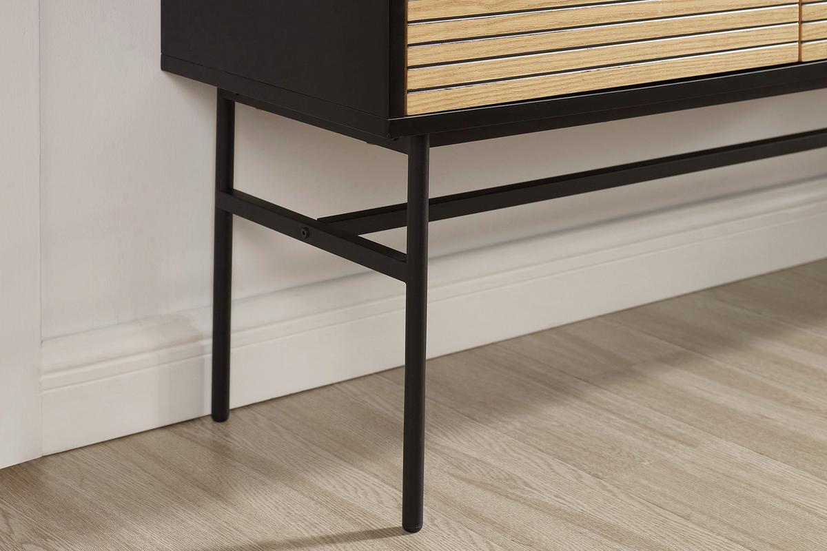 Sideboard Schwarz, Eichefarben B: 160cm - Eichefarben/Schwarz, Design, Holz/Holzwerkstoff (160/85/40cm) - Livetastic