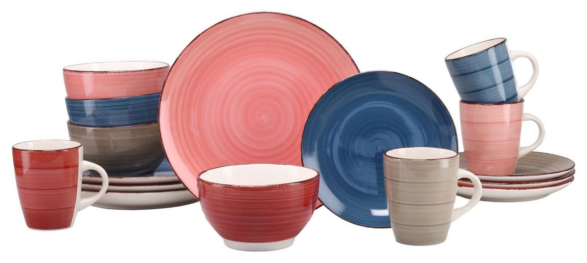 Kombiservice Keramik 4 Personen Geschirr Set - Multicolor, Keramik - Creatable