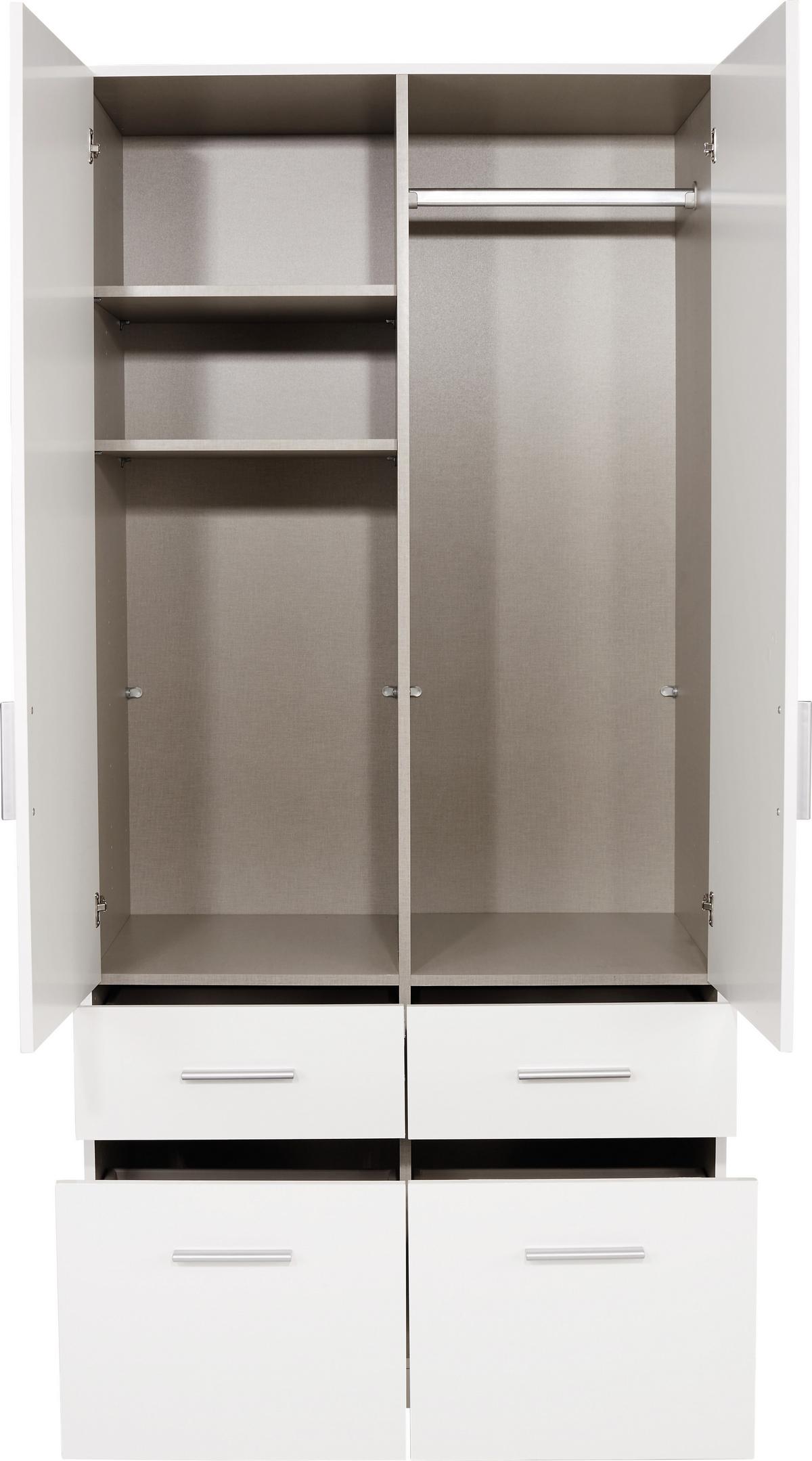 ŠATNÍKOVÁ SKRIŇA CELLE - biela/biela s vysokým leskom, Modern, drevo/plast (91/197/54cm)