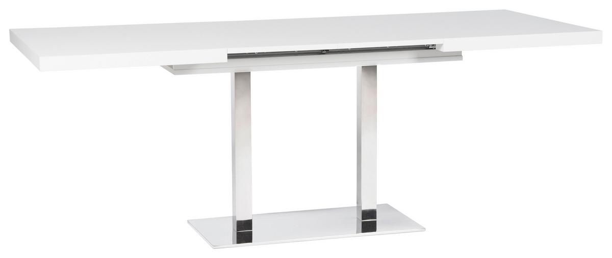 Kihúzható Étkezőasztal Quadrato - nemesacél/fehér, Modern, faalapú anyag/fém (120/80/75cm)
