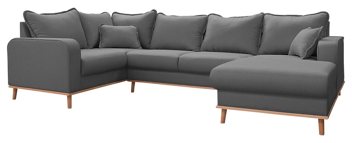 Wohnlandschaft Beata Grau U: 167x296x170 Cm - Wengefarben/Grau, Design, Textil (167/296/170cm) - Livetastic