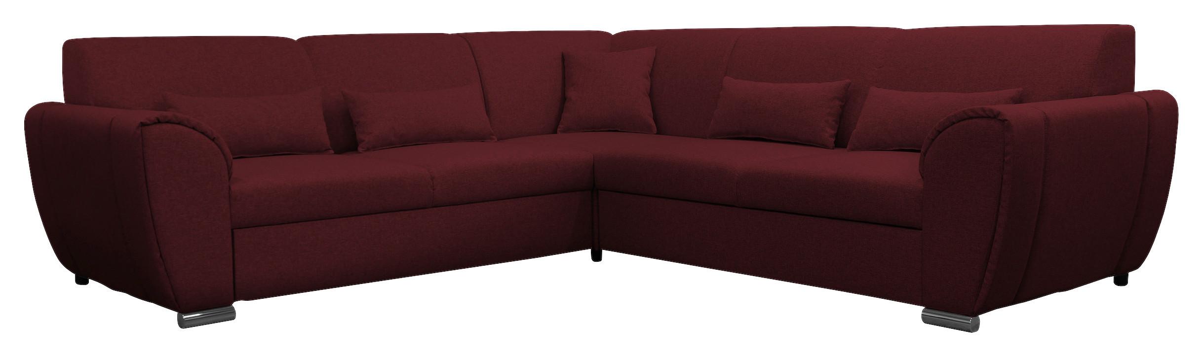 Ecksofa Delux Dunkelrot Mit Schlaffunktion Ottomane Rechts - Silberfarben/Dunkelrot, Design, Textil (266/266cm) - Livetastic