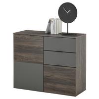 Kommode 100 Cm Cremona, Grau/rima Oak Dunkel Dekor - Schwarz/Grau, LIFESTYLE, Holzwerkstoff (100/83,5/38cm) - MID.YOU