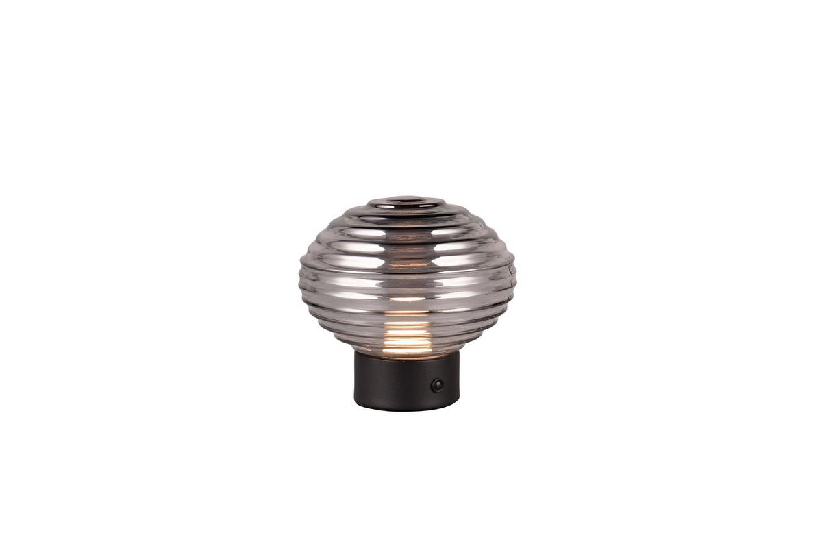 Akku-Tischleuchte R57771154 Earl - Schwarz/Grau, KONVENTIONELL, Glas/Metall (15,5/14,5cm)