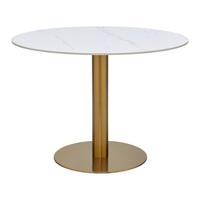 Jídelní stůl Mirac, bílá/zlatá, 105 - bílá/barvy zlata, Trend, kov/kompozitní dřevo (105/75cm) - Mömax