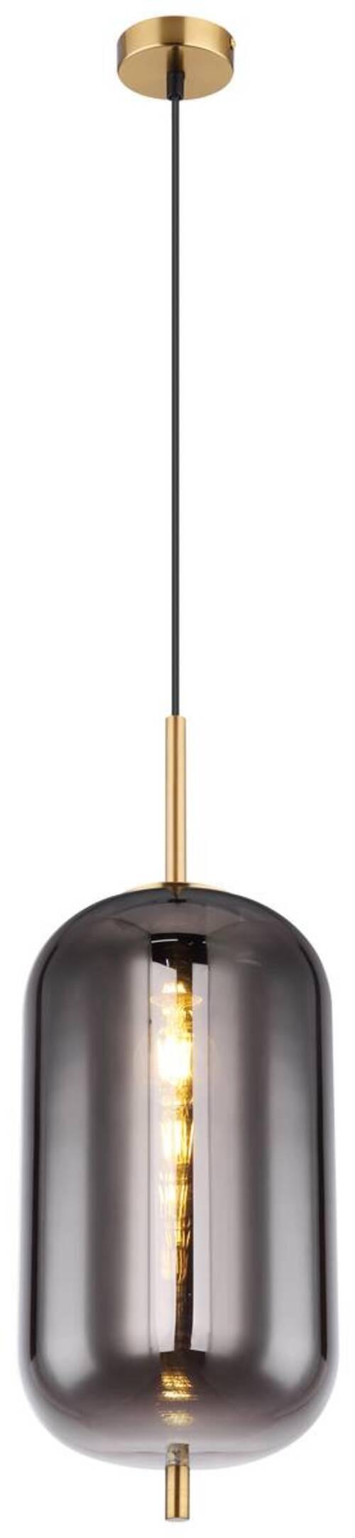 Hängeleuchte Blacky H: 120 cm 1-Flammig, mit Rauchglas - Messingfarben, Design, Glas/Metall (22/120cm) - Globo