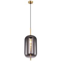 Hängeleuchte Blacky H: 120 cm 1-Flammig, mit Rauchglas - Messingfarben, Design, Glas/Metall (22/120cm) - Globo
