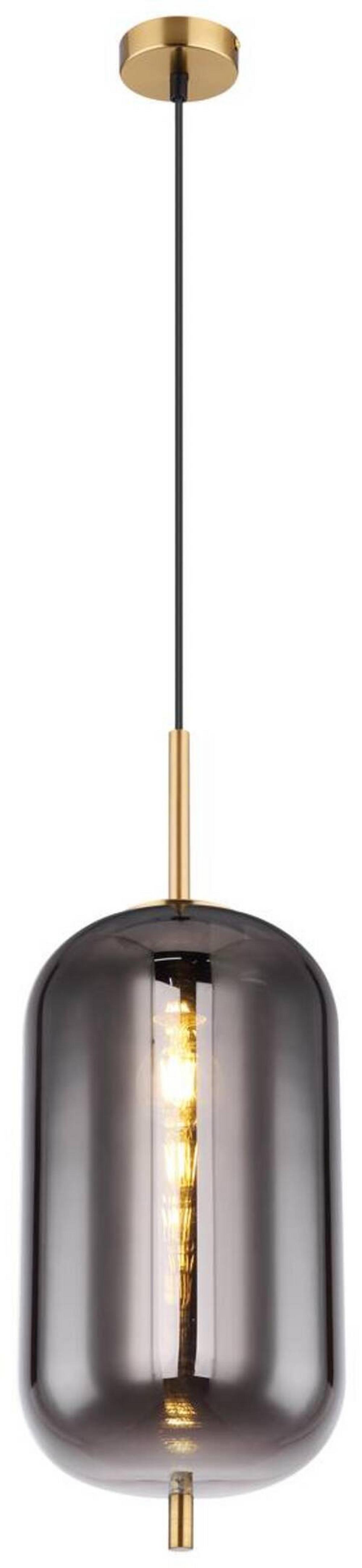 Hängeleuchte Blacky H: 120 cm 1-Flammig, mit Rauchglas - Messingfarben, Design, Glas/Metall (22/120cm) - Globo