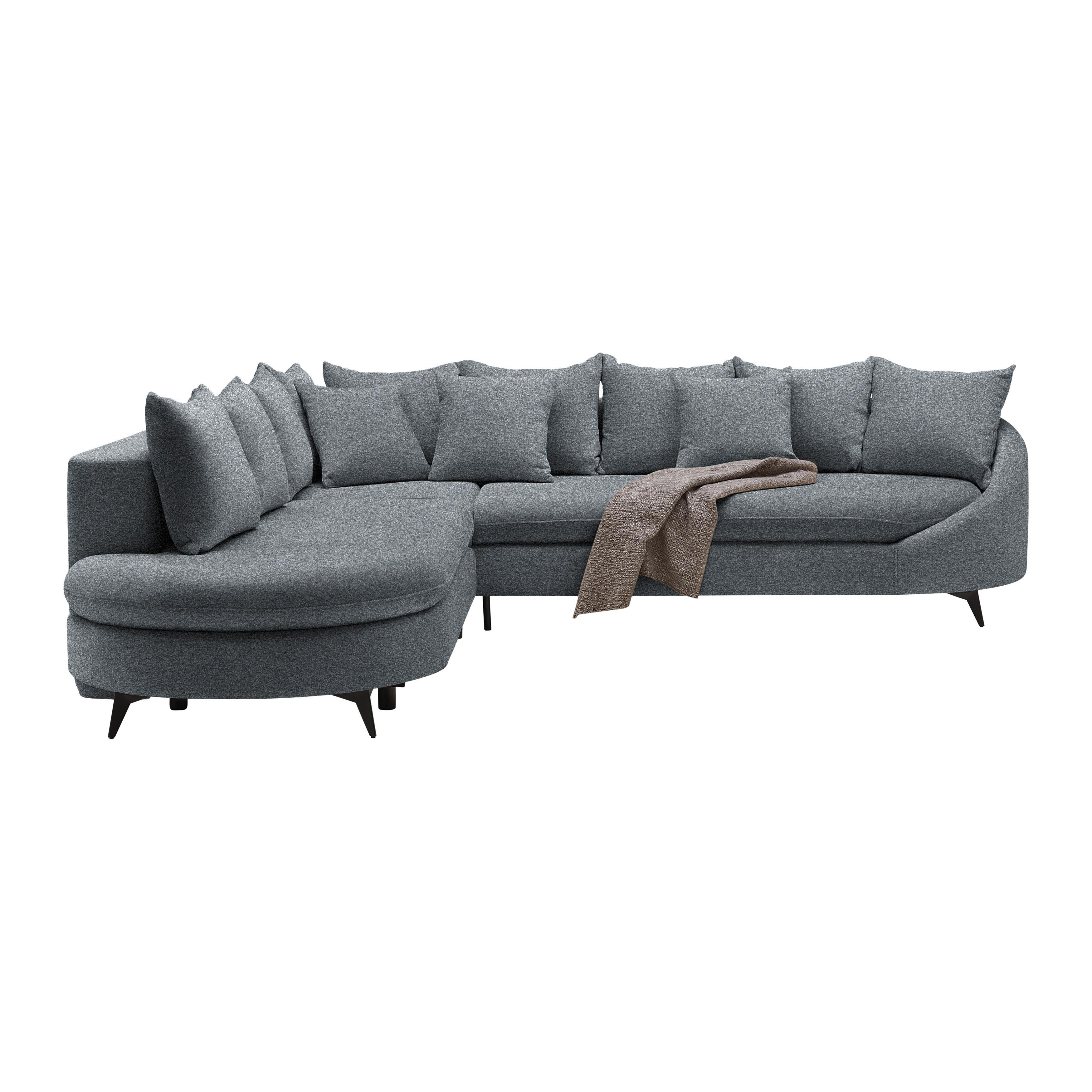 Rohová sedačka AXEL, levá, šedá tkanina - šedá/černá, Moderní, kov/textil (250/291cm) - Mömax