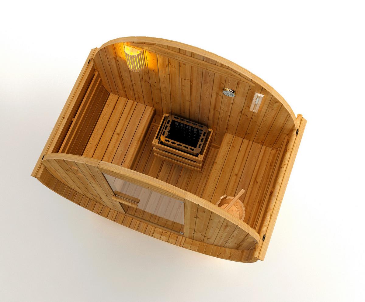 Saunafass Tromsö Fichtefarben B: 120 cm - Fichtefarben, KONVENTIONELL, Glas/Holz (189/120/191,5cm) - Sanotechnik