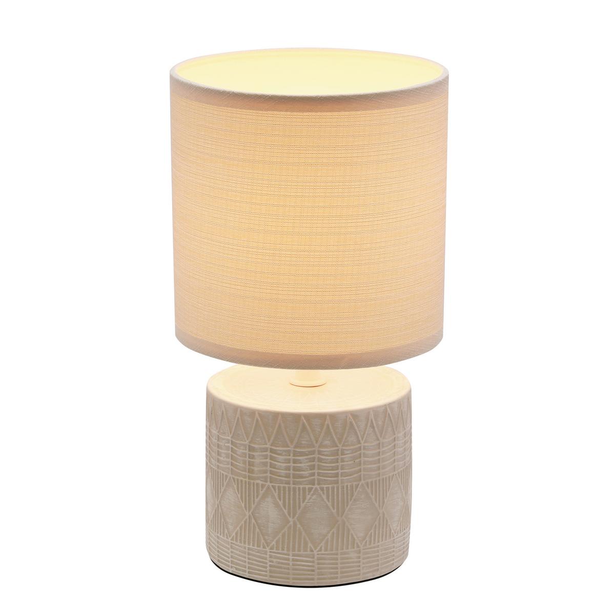 Tischleuchte 41-24404 Dina - Beige, KONVENTIONELL, Textil/Metall (14/14/26cm)