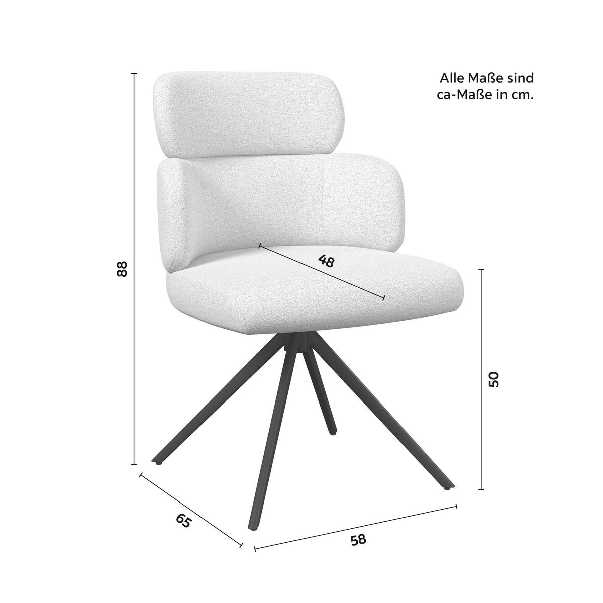 ŽIDLE S PODRUČKAMI KARO - černá/krémová, Moderní, kov/textil (58/88/65cm) - Bessagi Home