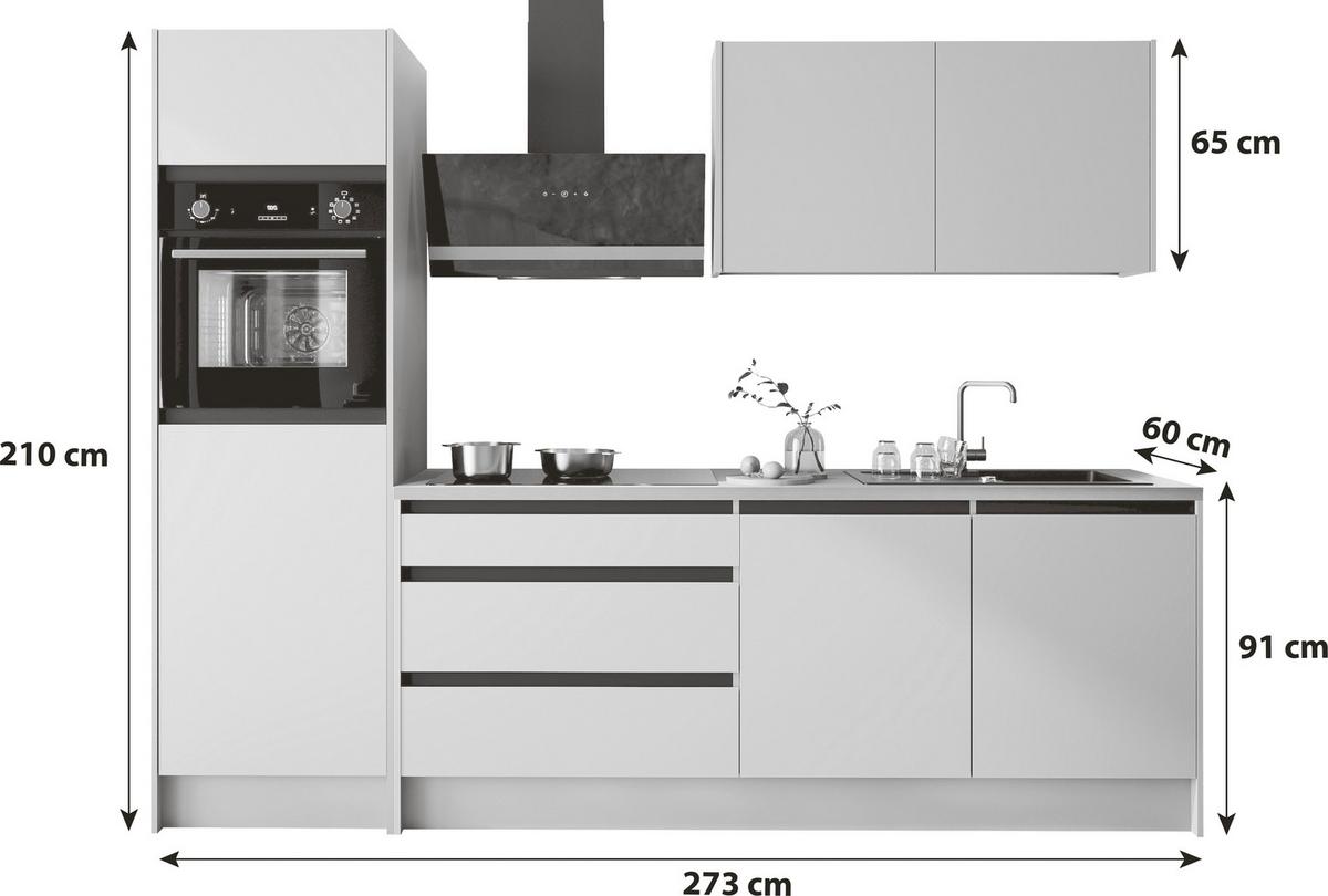 Küchenblock Troja Grau/schwarz/kaschmir - Kaschmir/Eichefarben, Design, Holzwerkstoff (273cm) - P & B