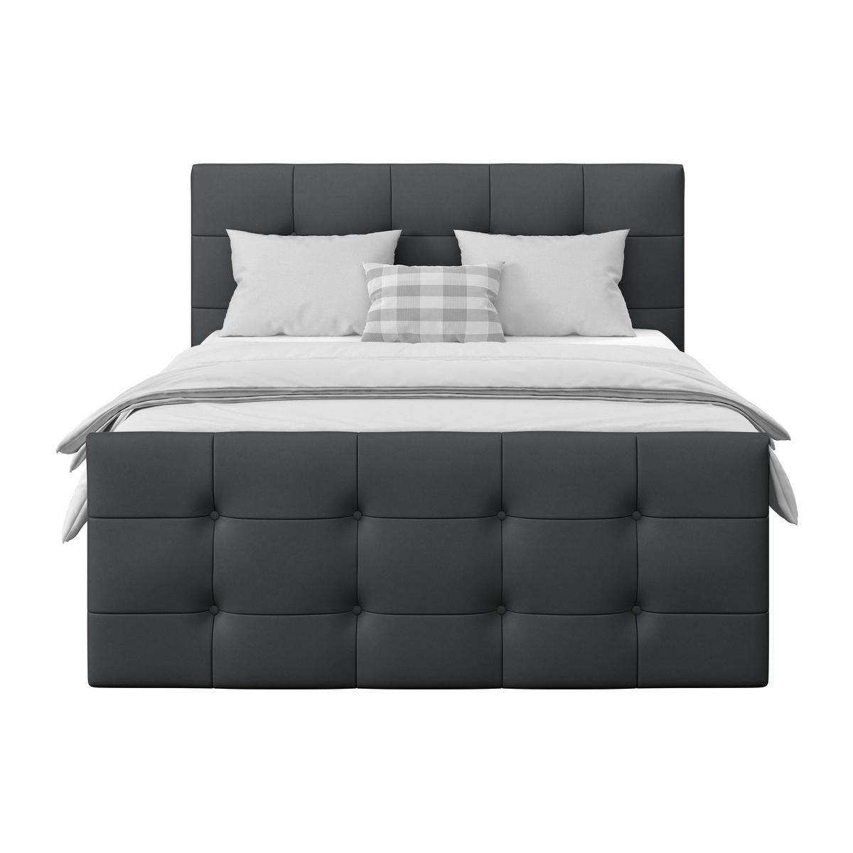 Boxspringbett Josie 160 - Dunkelgrau/Schwarz, MODERN, Holz/Holzwerkstoff (160/200cm)