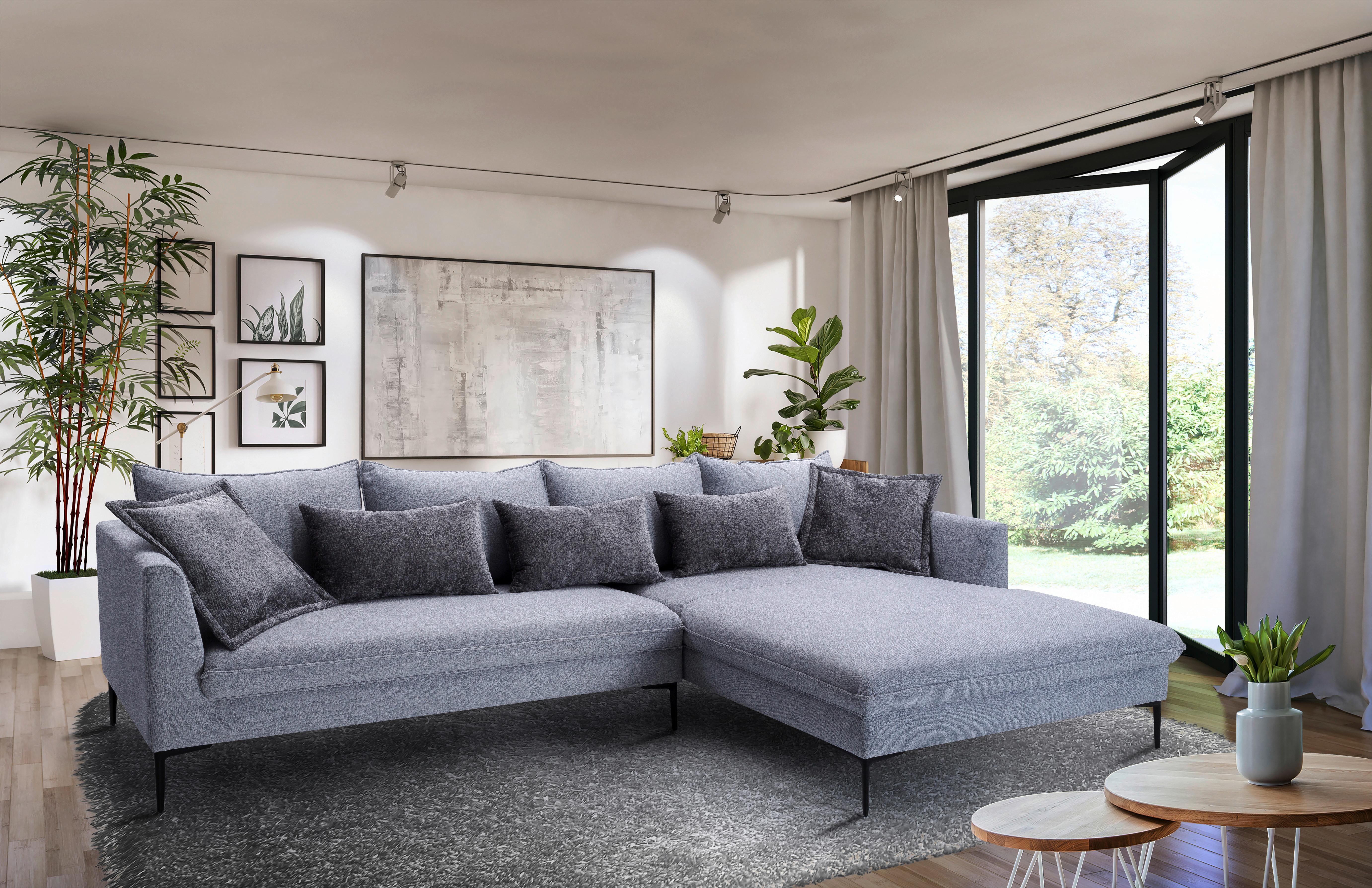 Ecksofa Piazza Grau S: 321x187 cm - Dunkelgrau/Schwarz, Design, Textil (321/187cm) - Livetastic