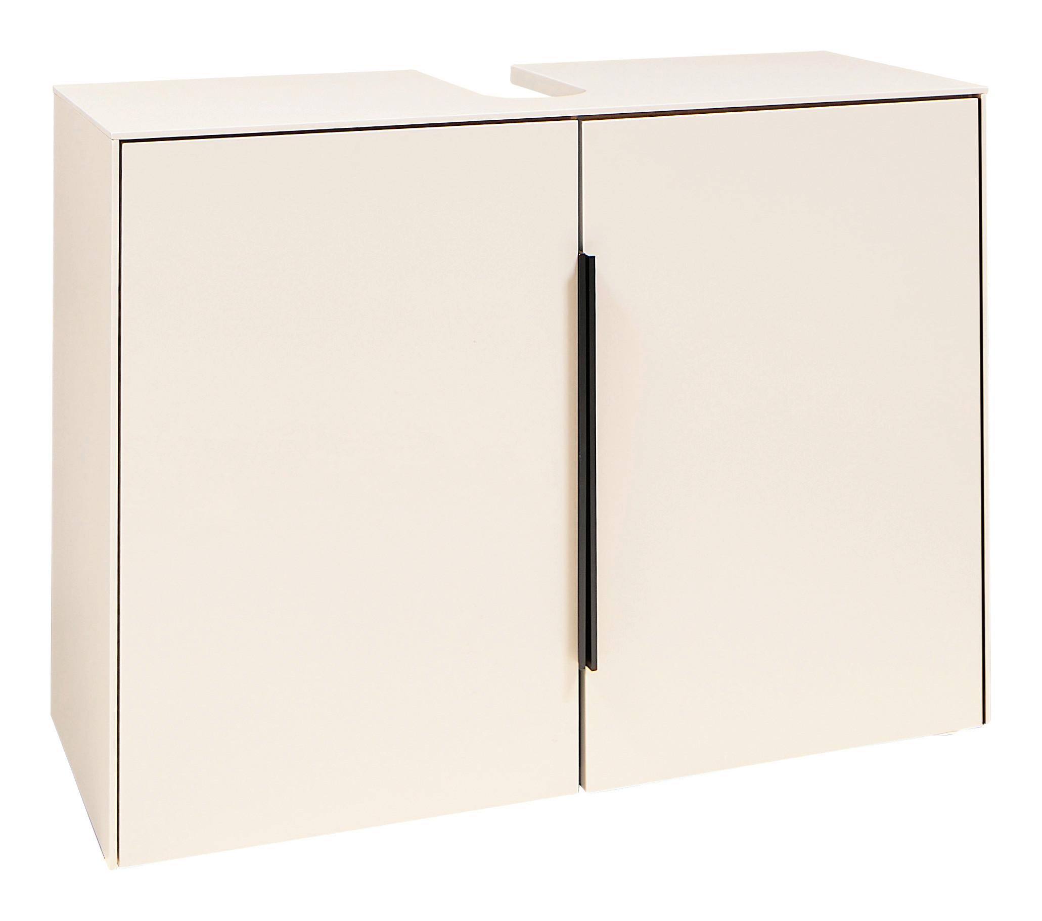 Waschbeckenunterschrank Vaduz Kaschmir, B: 80cm - Kaschmir/Schwarz, Trend, Holzwerkstoff (80/60/33cm)