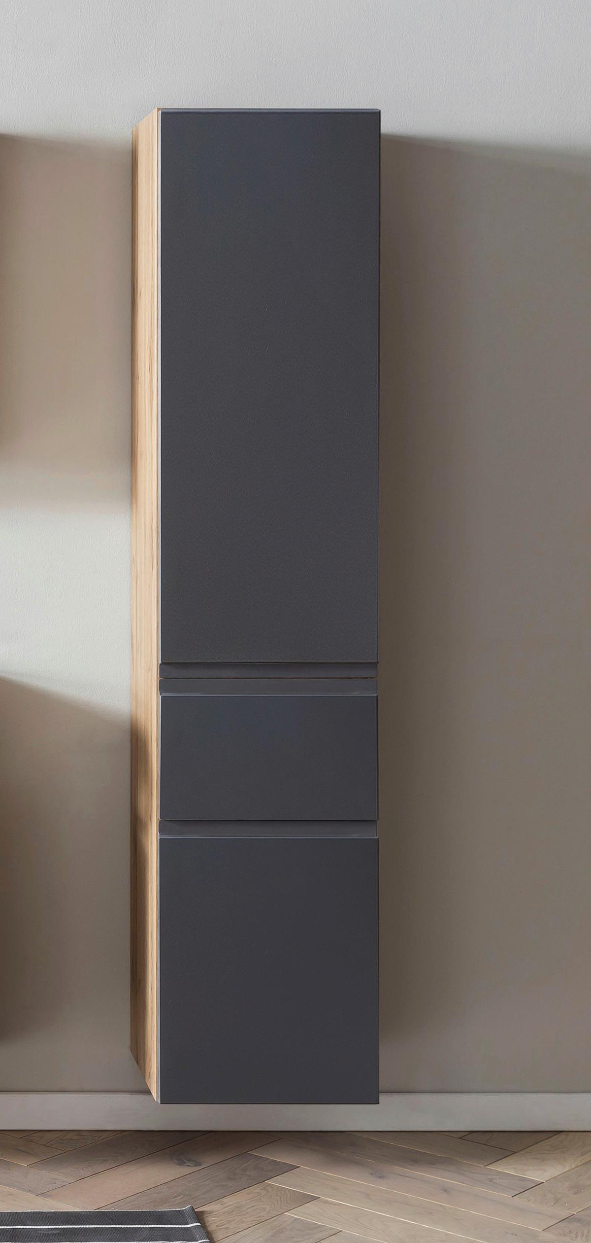 Hochschrank Varese B: 40 Cm Grau/eiche Wotan - Eiche Wotan/Grau, MODERN, Holzwerkstoff (40/180/35cm) - Held