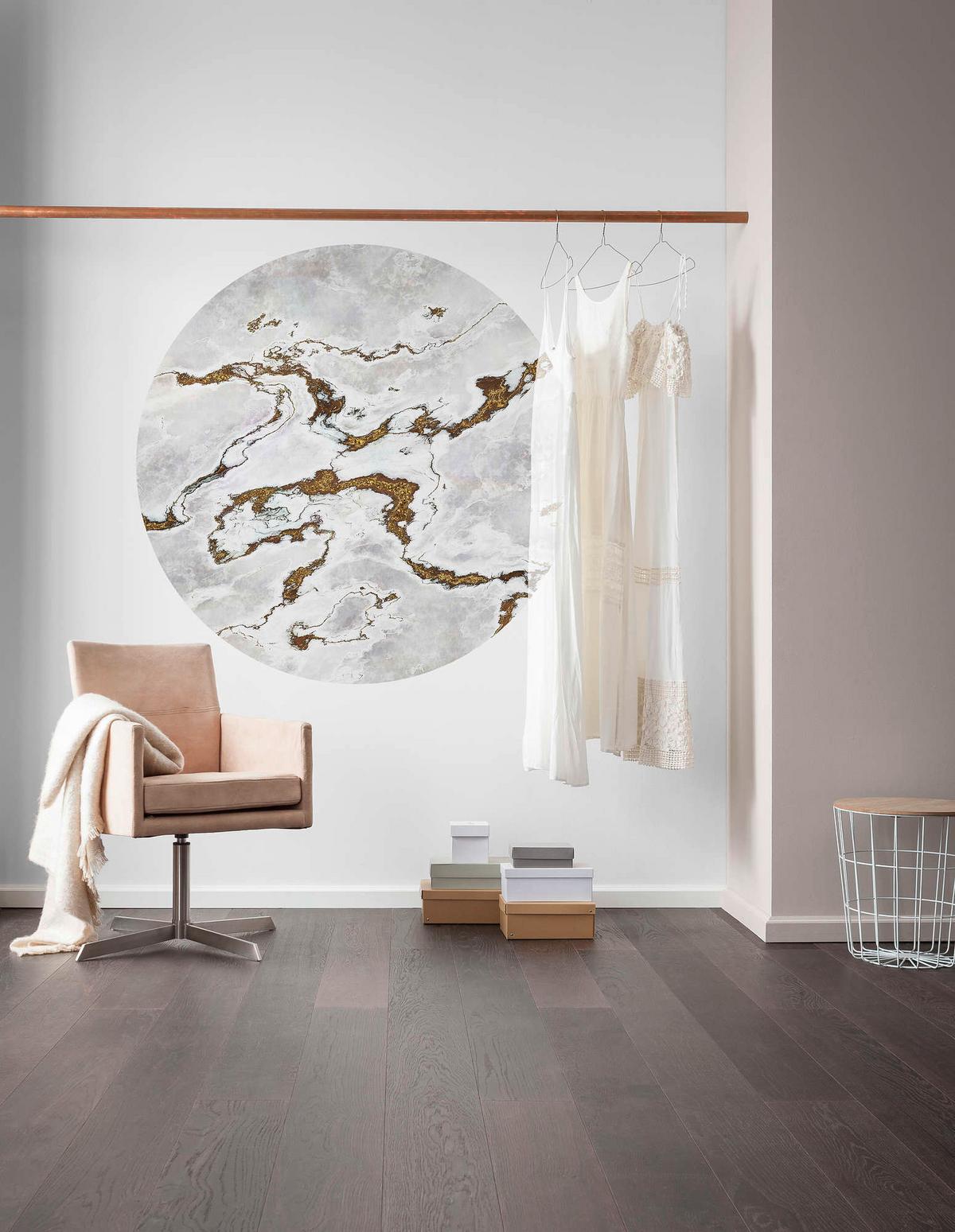 Fototapete D1-048 Marble Vibe - Goldfarben/Weiß, Trend (125cm)