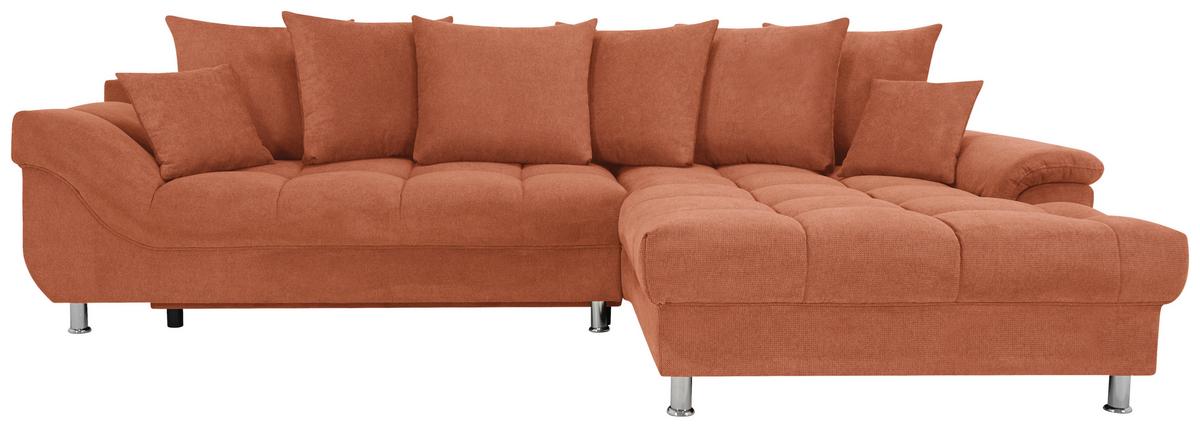 Rohová sedačka ERICE, pravá, koňaková - barvy chromu/koňaková, Design, textil/plast (312/198cm)