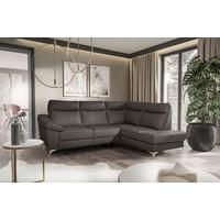 Ecksofa Luna Teilleder dunkelbraun 242x194 - Chromfarben/Dunkelbraun, Design, Leder/Textil (242/194cm) - MID.YOU