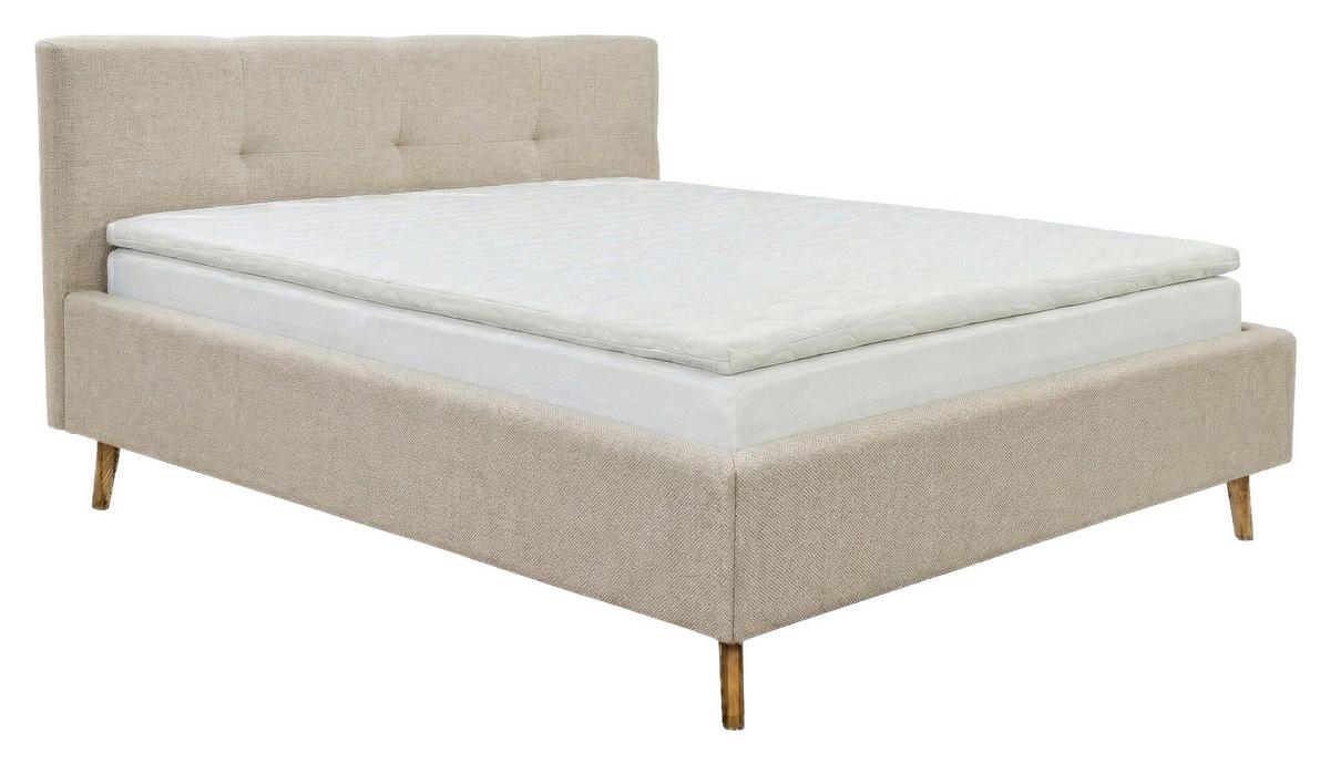 Polsterbett Rossva Lf: 200x200 Beige - Eichefarben/Beige, MODERN, Holz/Textil (200/200cm) - MID.YOU