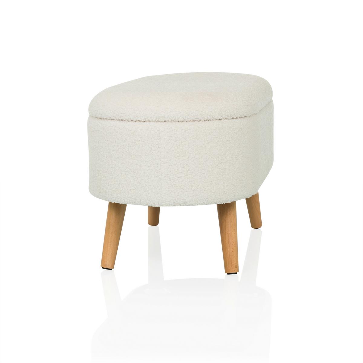 Hocker Storiano Weiß B: 82 Cm - Eichefarben/Weiß, MODERN, Textil (82/43/47cm) - MID.YOU