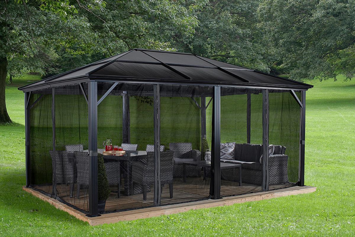 Pavillon Meridien 485x365 Cm Wetterfest Gartenpavillon - Anthrazit, Basics, Kunststoff/Metall (485/270/365cm)