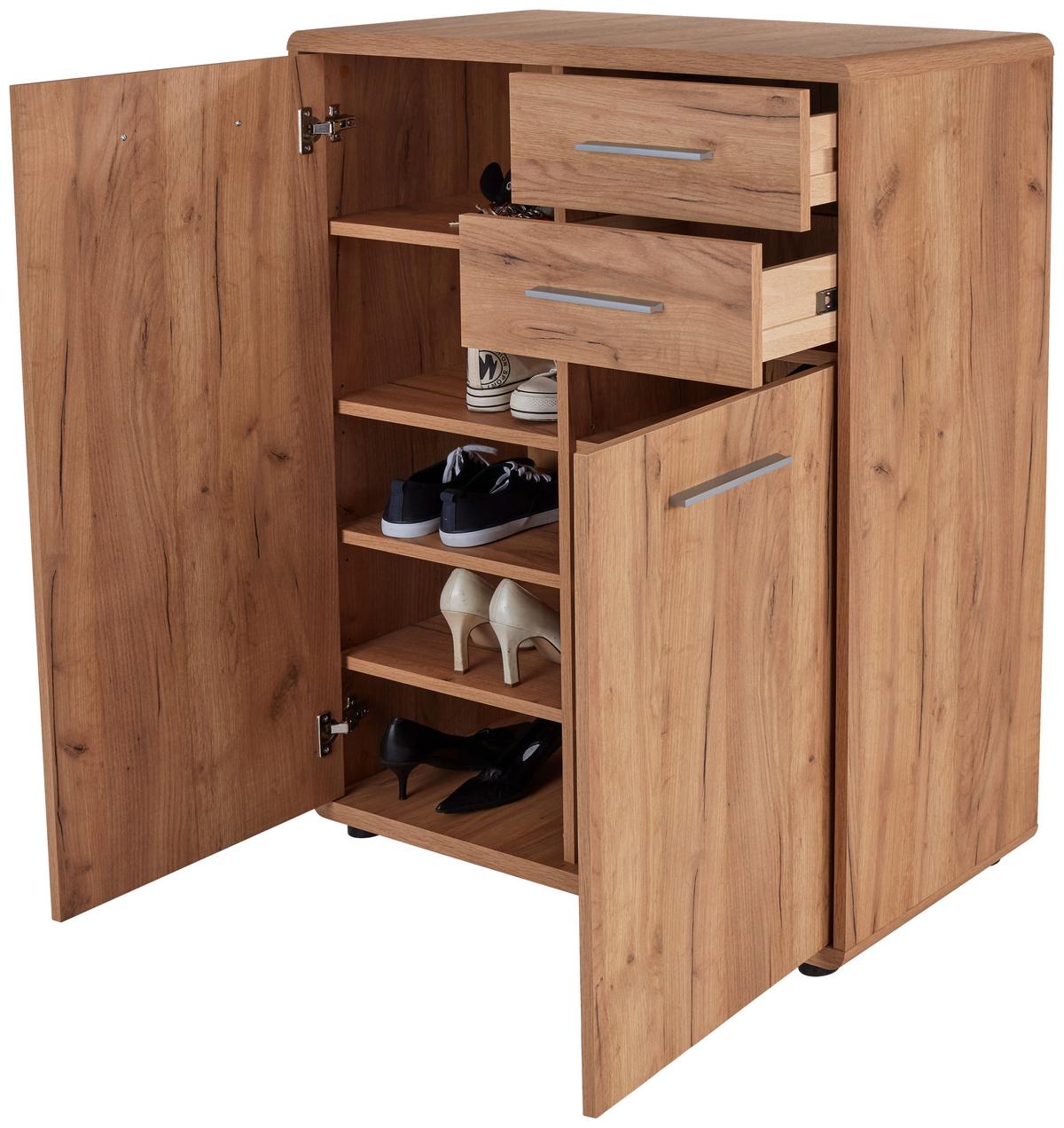 Schuhschrank Fontana Kraft Eiche Dekor B: 89,2 Cm - Eichefarben/Schwarz, MODERN, Holzwerkstoff (89,2/111/40cm)