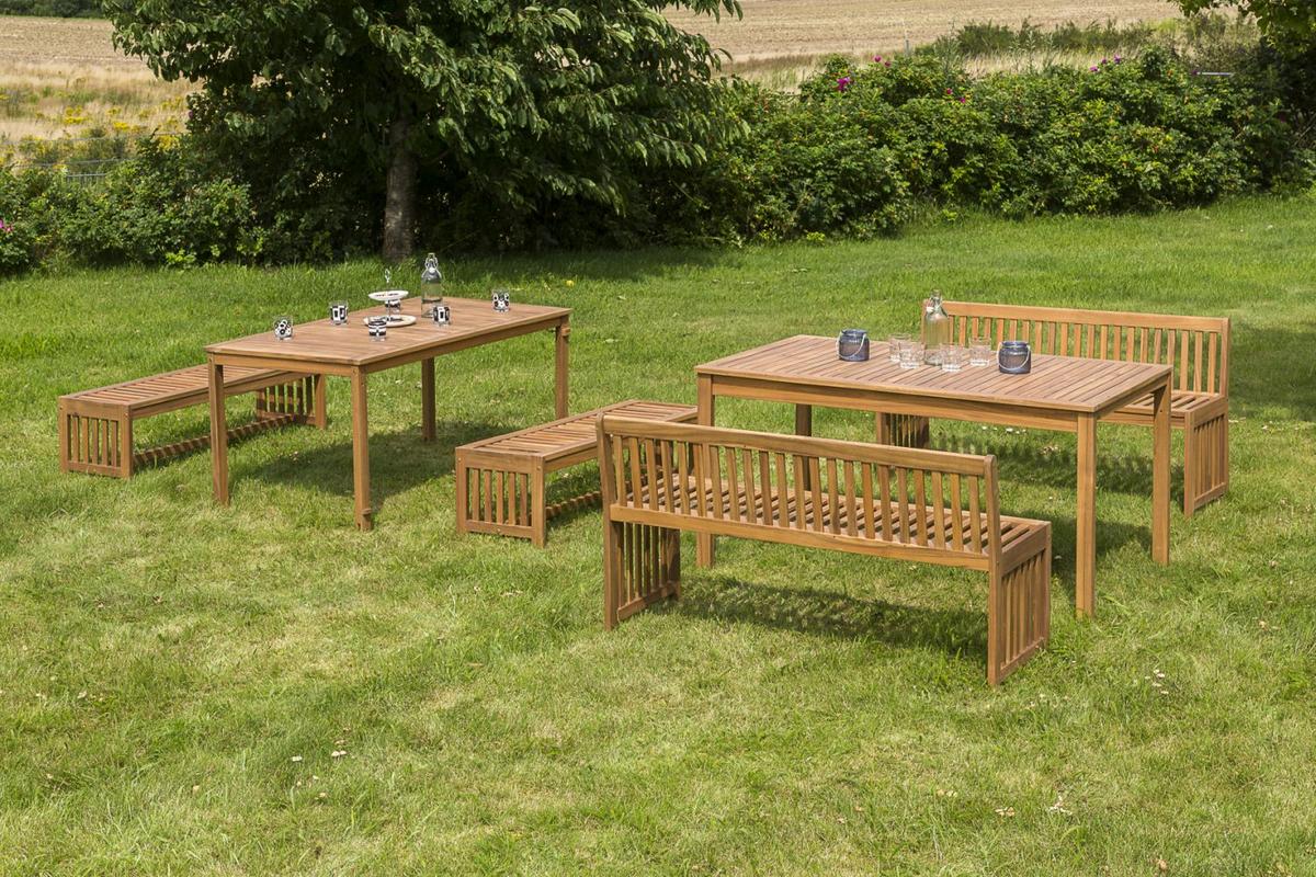Gartengarnitur Hawaii 6-teilig Holz Natur Incl. 4 Auflagen - Multicolor/Akaziefarben, Basics, Holz/Textil - Gardenson