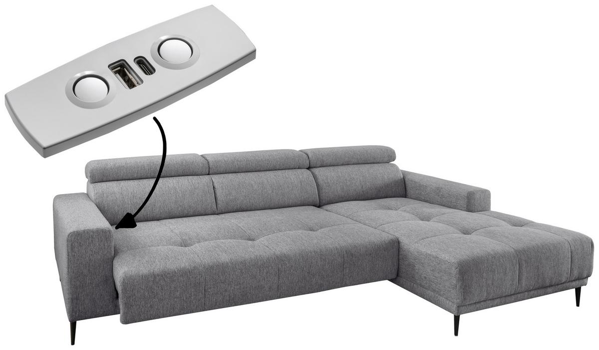 Ecksofa Intera Dunkelgrau S: 276x188 Cm - Dunkelgrau/Schwarz, KONVENTIONELL, Textil (276/188cm) - Livetastic