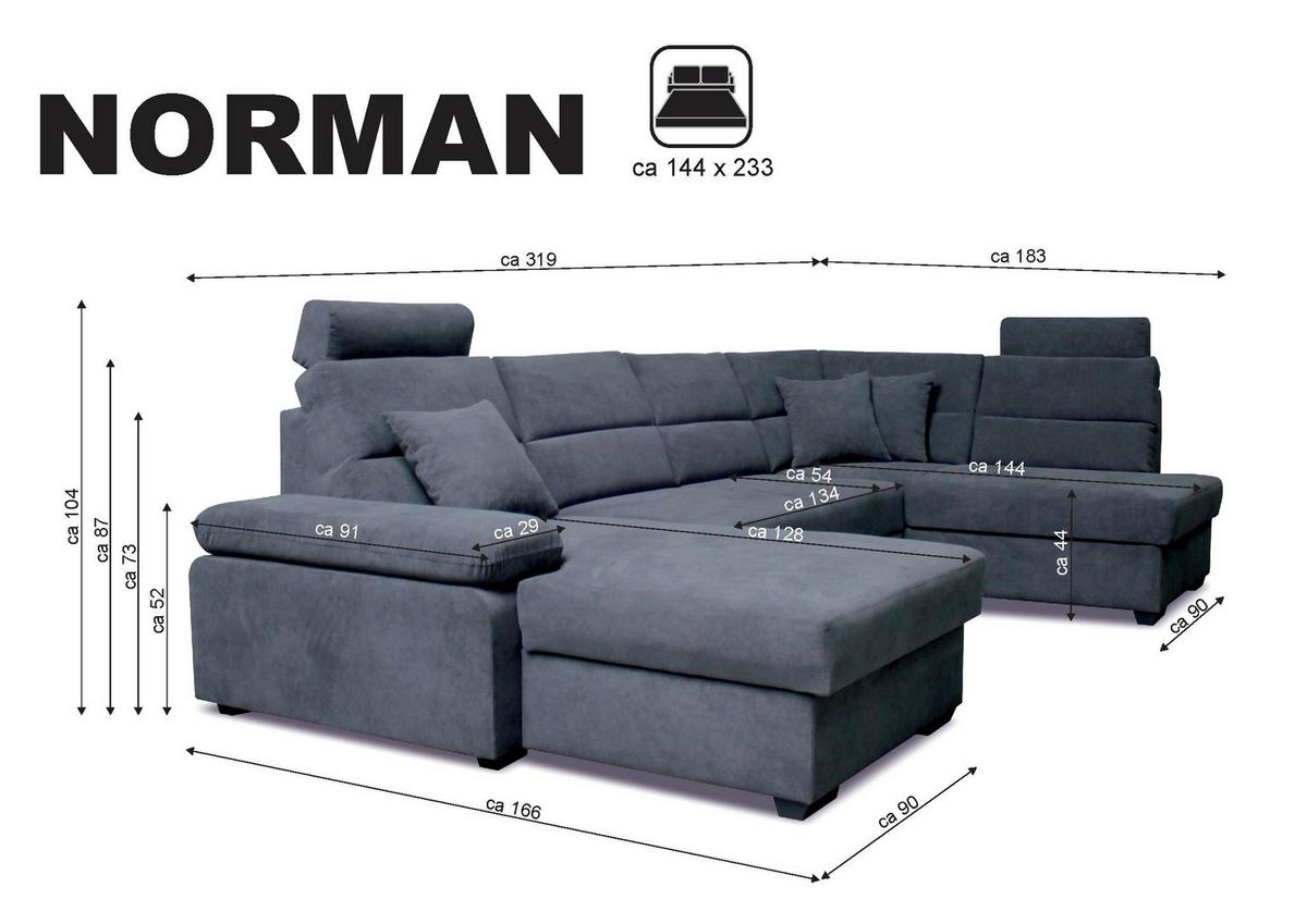 Ecksofa Norman - Anthrazit/Dunkelbraun, Design, Textil (166/319/183cm) - Livetastic