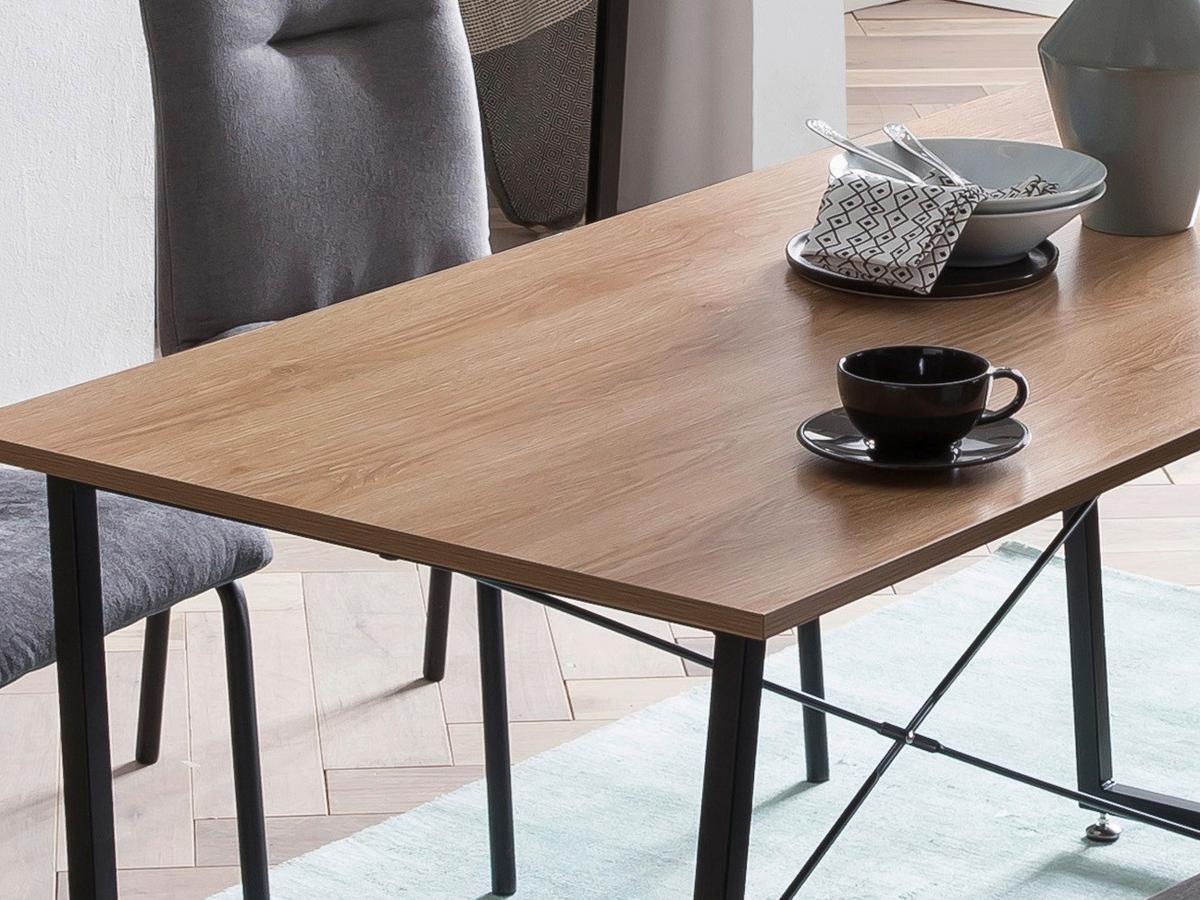 Esstisch Schwarz, Naturfarben L: 140cm - Schwarz/Naturfarben, Design, Holzwerkstoff/Metall (140/70/73cm) - Livetastic