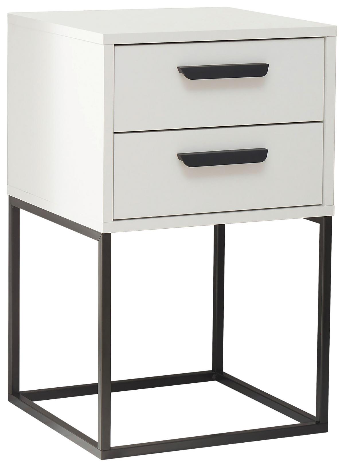 Nachtkästchen Weiß/schwarz H: 65 Cm Suna - Schwarz/Weiß, MODERN, Holzwerkstoff/Metall (40/65/38,5cm) - Livetastic