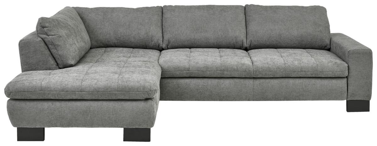 Rohová sedačka LANDO, levá, šedá žinylka, s funkcemi - šedá/černá, Moderní, kov/textil (197/289cm) - Premium Living