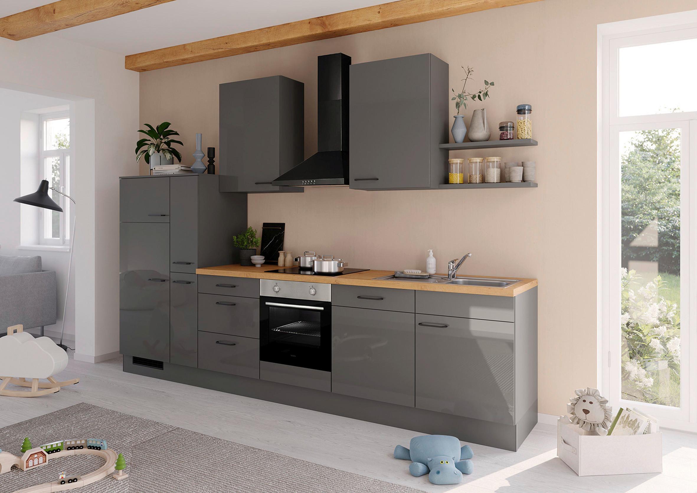 Küchenleerblock Ip4050 - Eichefarben/Graphitfarben, Design, Holzwerkstoff (330cm) - Impuls