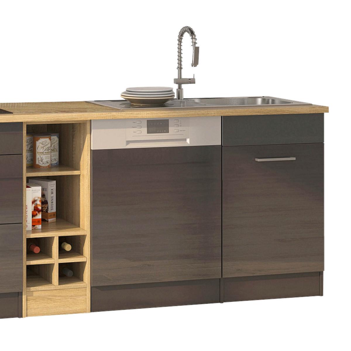 Küchenzeile Mailand mit Geräten 310 cm Anthrazit Elegant - Eichefarben/Anthrazit, MODERN, Holzwerkstoff (310cm) - Held