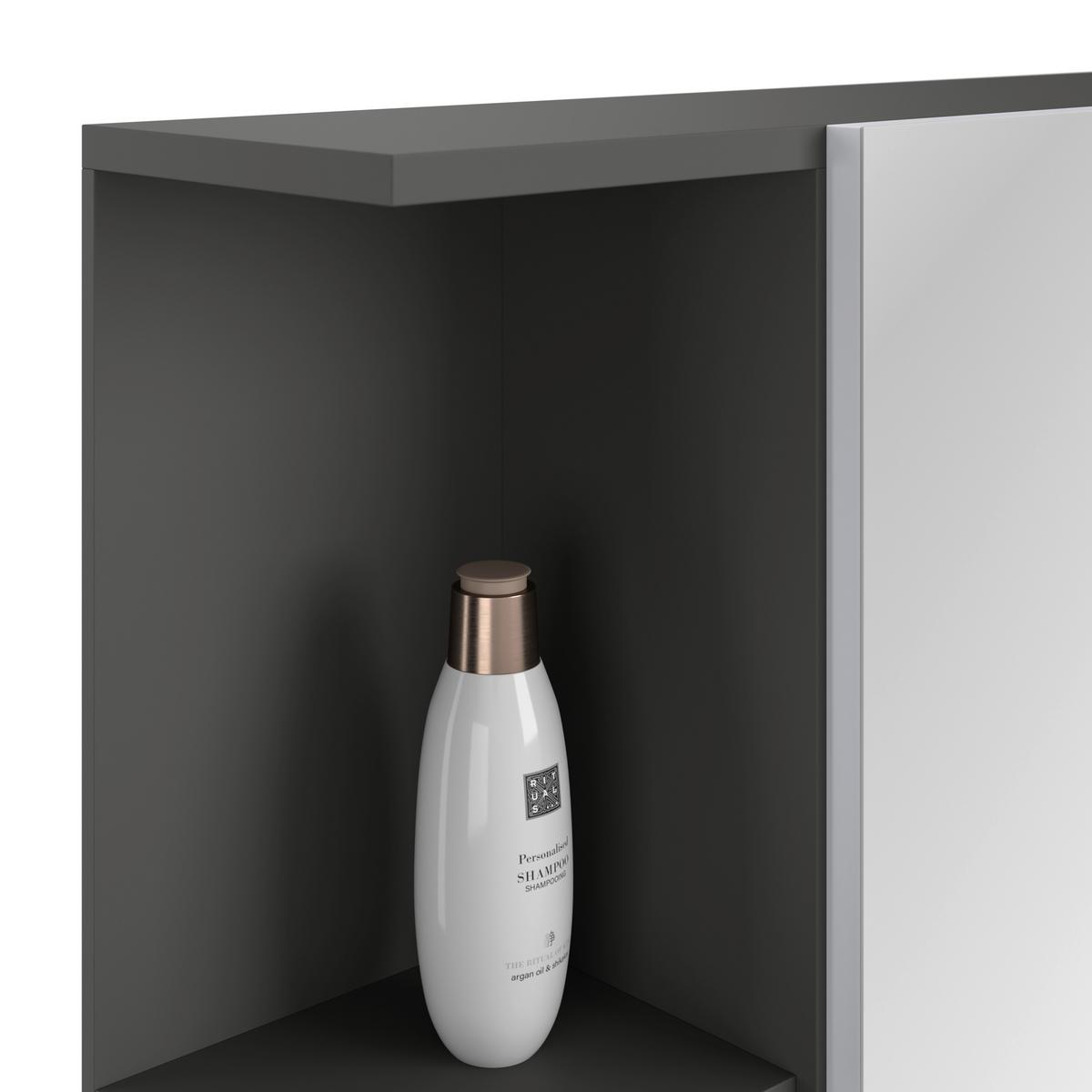 Spiegelschrank Pearl New Snol 119 BHT: 70x71x23 cm - Anthrazit/Weiß, KONVENTIONELL, Glas/Holzwerkstoff (70/71/23cm)