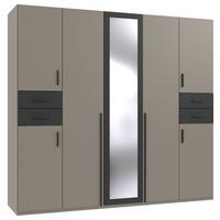 Drehtürenschrank Vegas Sahara/Graphit/Grau B: 225 cm - Graphitfarben/Grau, Basics, Glas/Holzwerkstoff (225/208/58cm) - MID.YOU