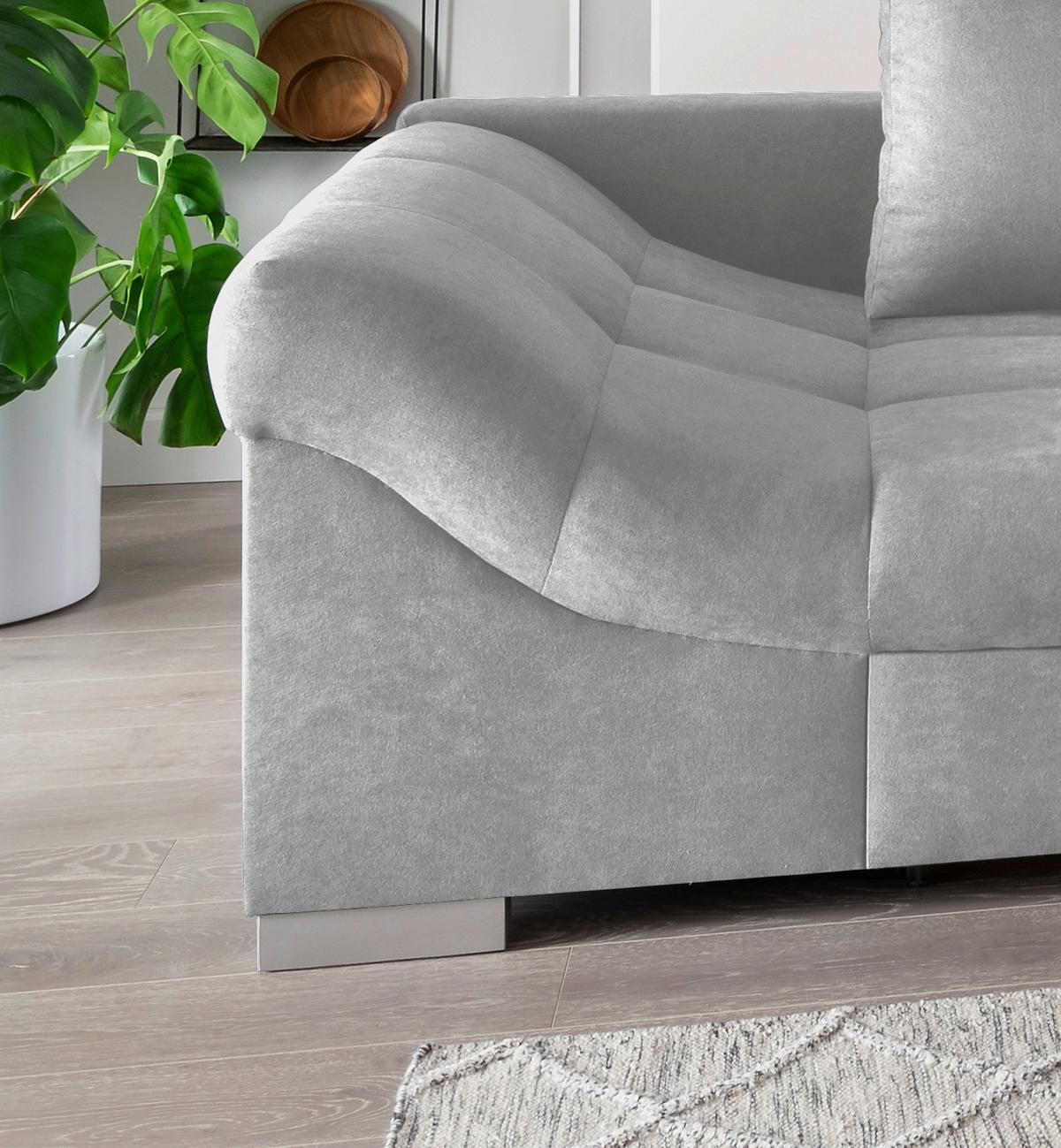 Eckschlafsofa Alvito Hellgrau S: 298/202 cm - Silberfarben/Hellgrau, Design, Textil (298/202cm) - MID.YOU