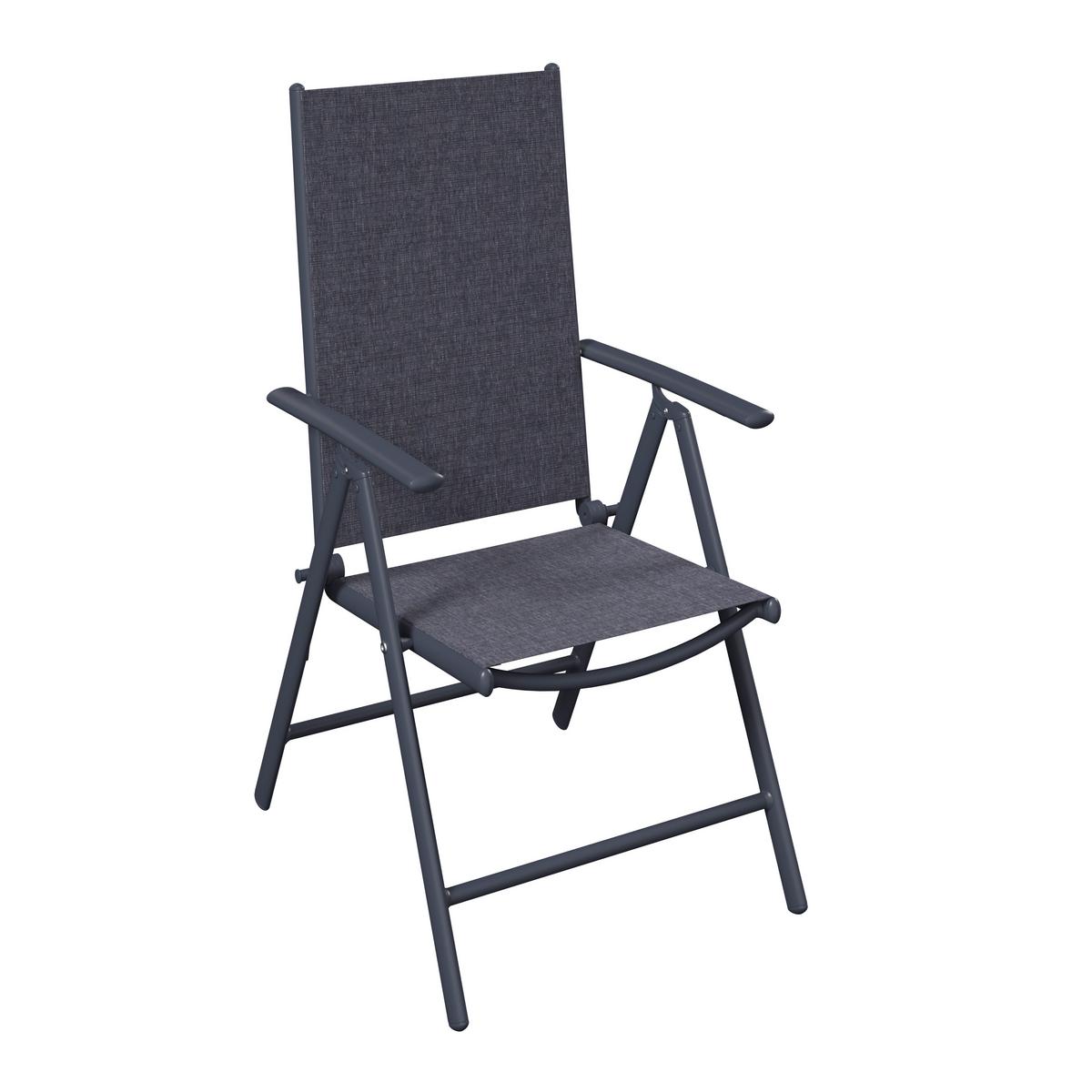 ZAHRADNÍ ŽIDLE NIKI - černá/tmavě šedá, Basics, kov/textil (56/106/54cm)