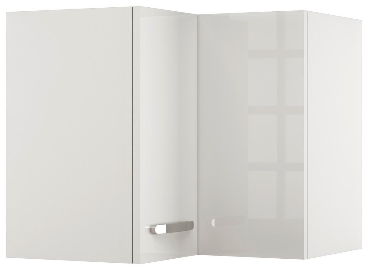 Felső Sarokszekrény Alba - magasfényű fehér/fehér, Modern, faalapú anyag (60/54,8/32cm)
