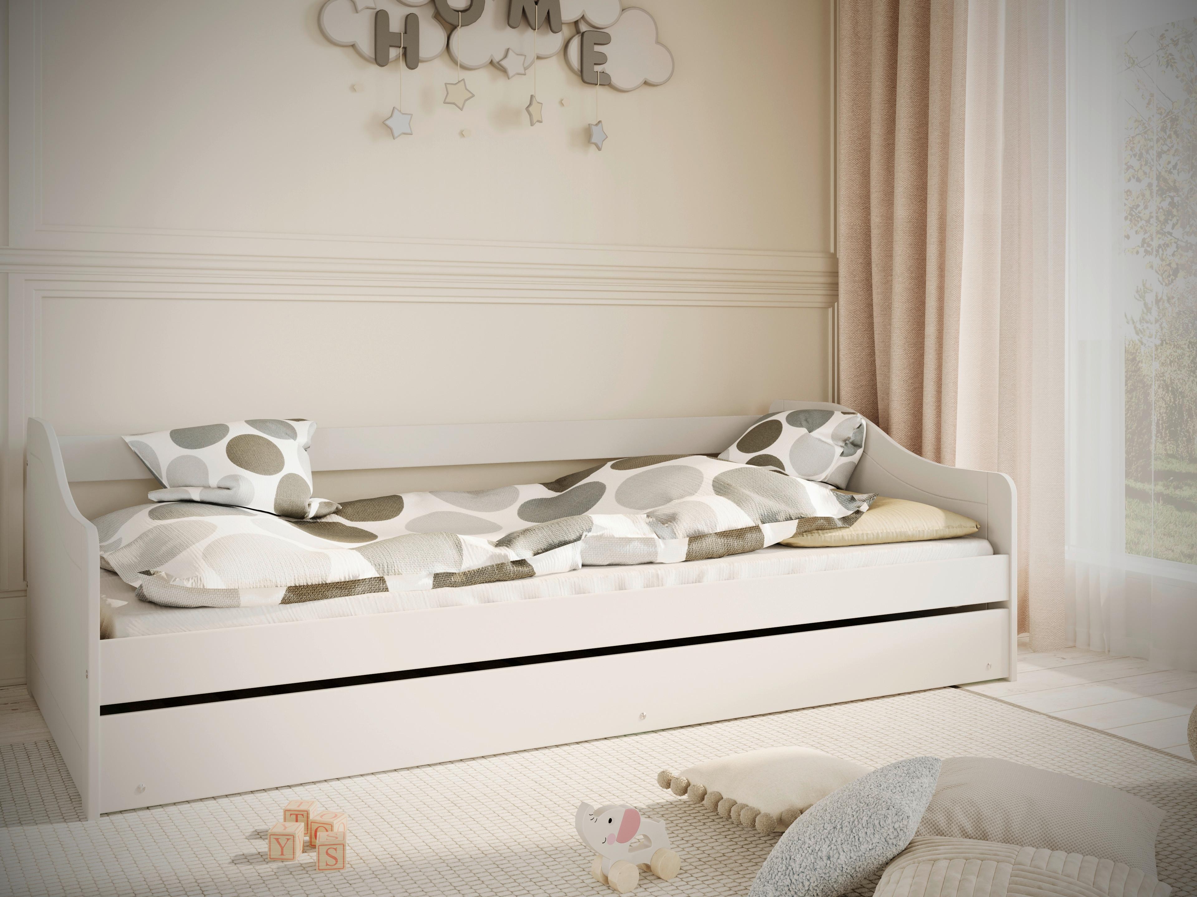 Kinder-/Juniorbett Blanka Weiß B: 90cm - Birkefarben/Weiß, MODERN, Holz/Holzwerkstoff (90/200cm) - MID.YOU