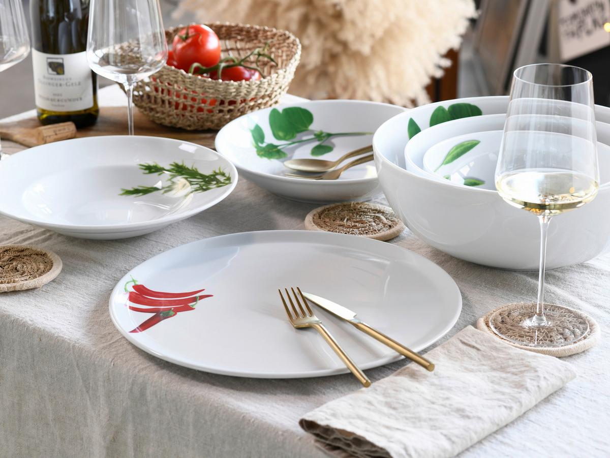 Pizzatellerset Europa Chili Weiß 4-Teilig - Rot/Weiß, KONVENTIONELL, Keramik (33cm) - Creatable