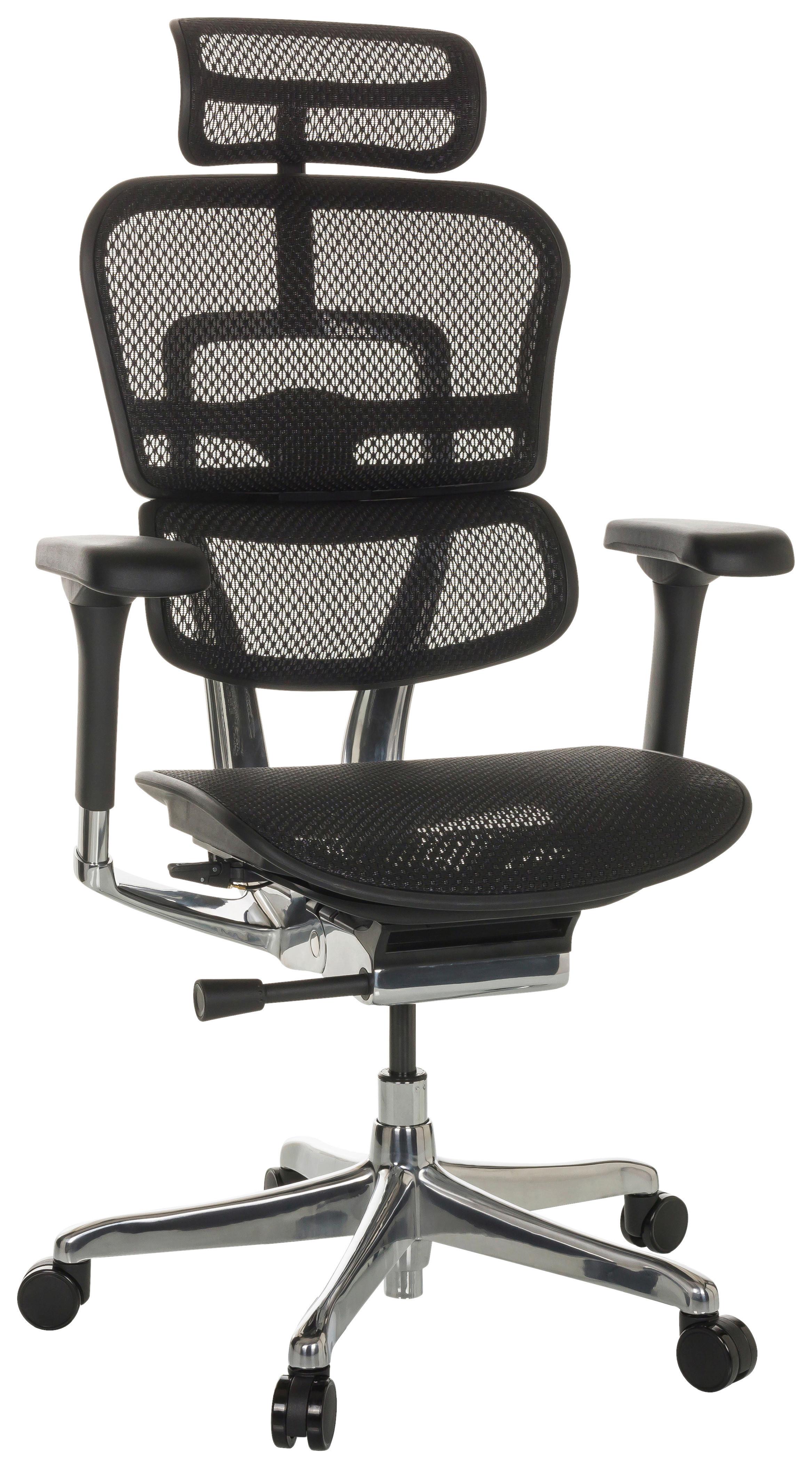 Drehstuhl Ergohuman I - Silberfarben/Schwarz, Basics, Kunststoff/Textil (69/119-144/65cm) - MID.YOU
