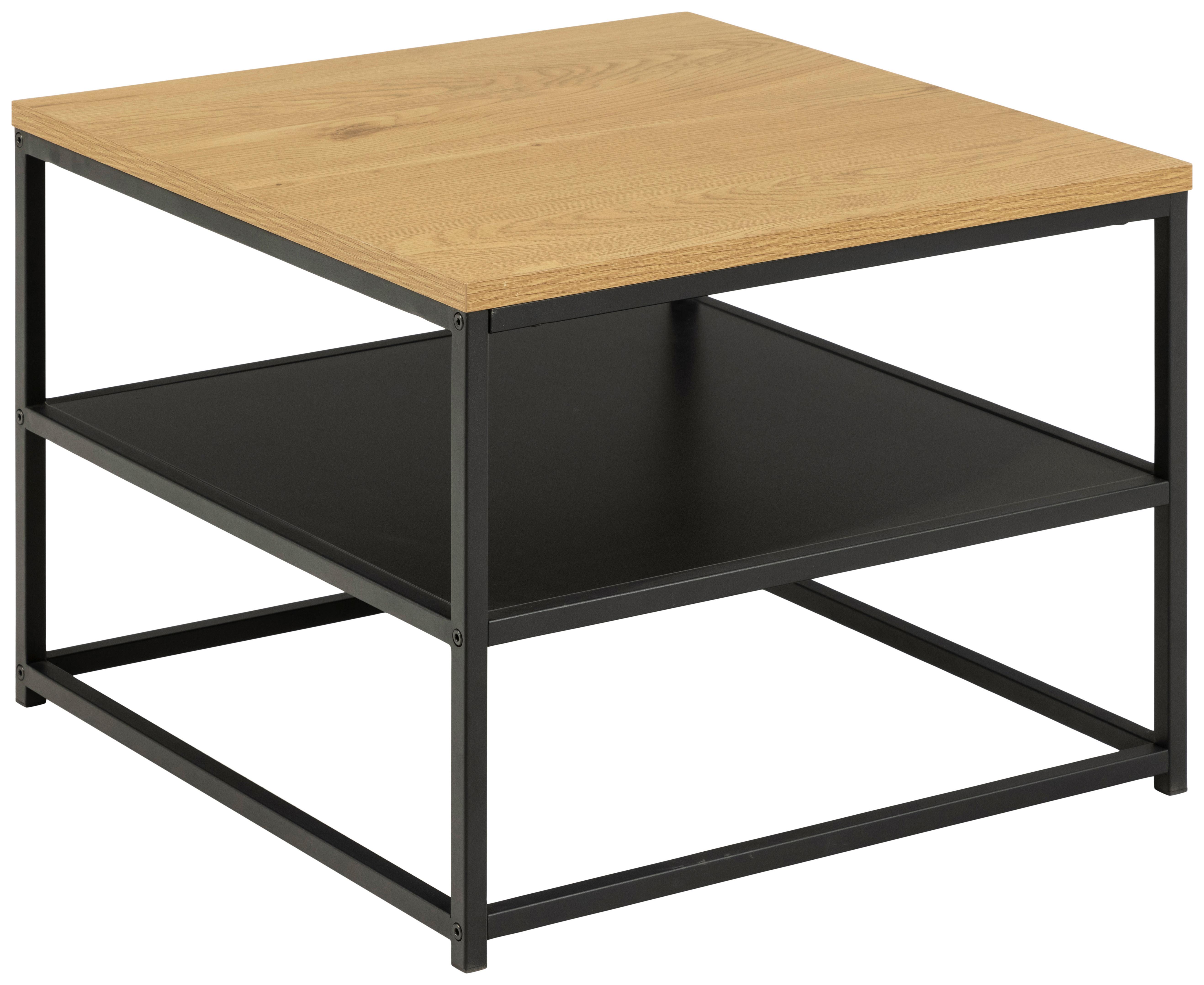 Konferenčný stolík GILA - čierna/farba duba, Trend, kov/kompozitné drevo (55/55/42cm) - MID.YOU